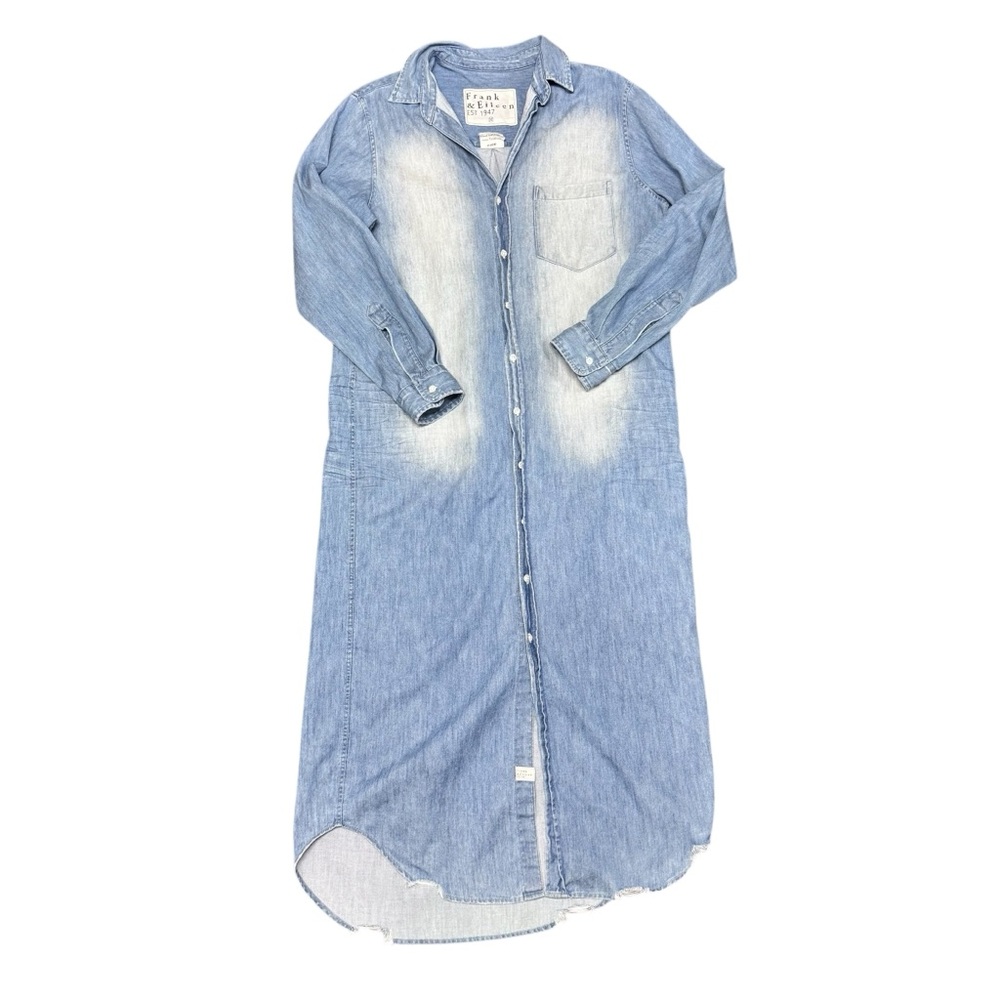 Frank & Eileen Rory Maxi Long Shirtdress Dress Famous Denim Blue Medium - Picture 6 of 16